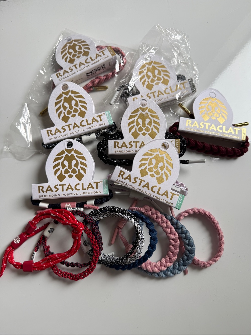 Rastaclat Kids Braided Bracelet Set — Pink, Red, Blue, Black